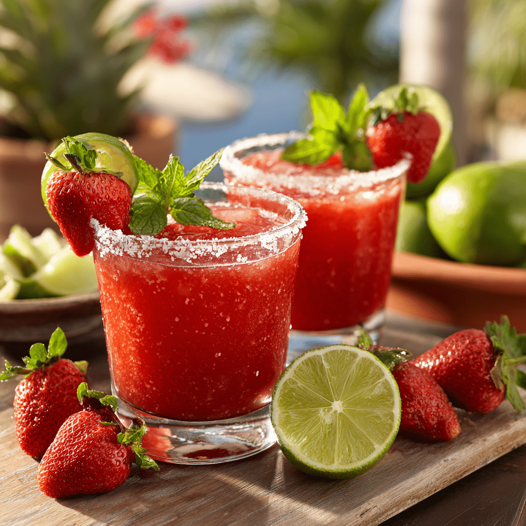 Pouring strawberry margarita mocktail into glass